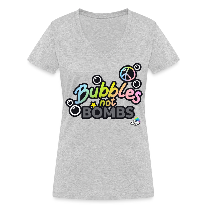 Bubbles Not B*ombs Women's Organic V-Neck T-Shirt - heather grey