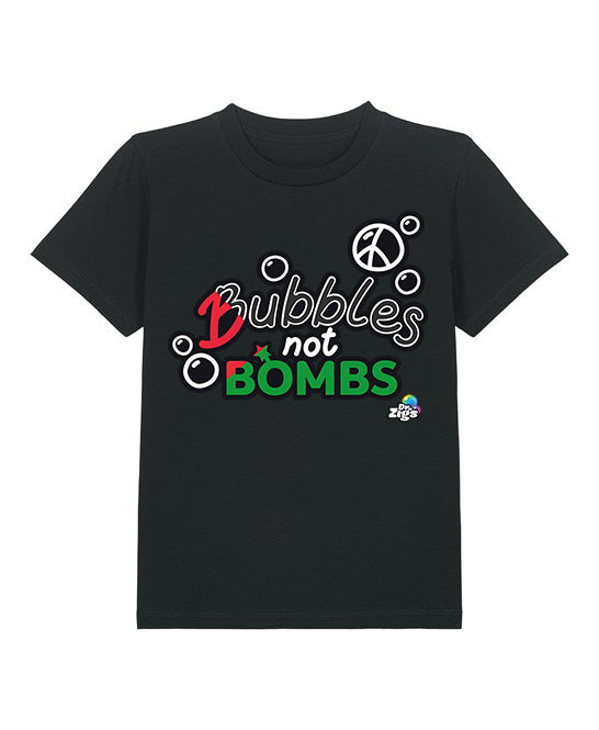 Kids Bubbles Not Bombs T-shirt - Palestine Flag Version
