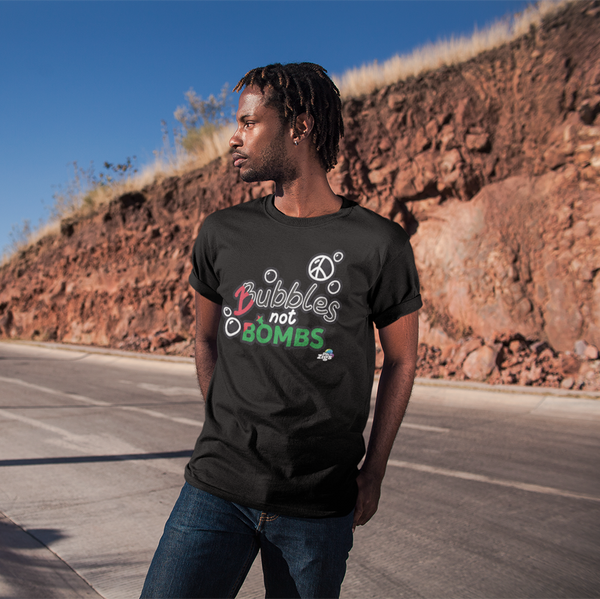 Bubbles Not Bombs T-shirt - Palestine Flag