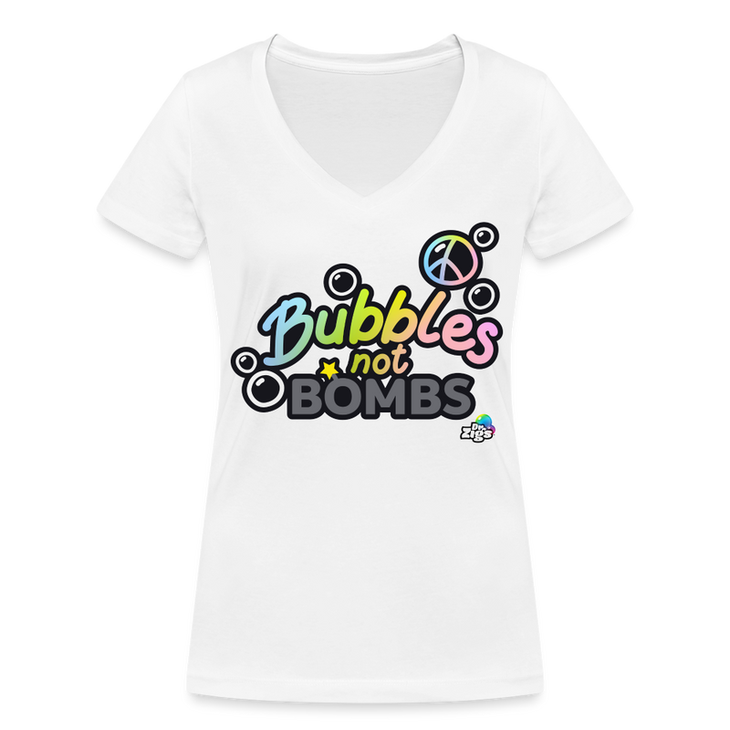 Bubbles Not B*ombs Women's Organic V-Neck T-Shirt - white