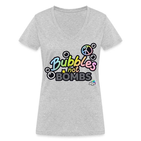Bubbles Not B*ombs Women's Organic V-Neck T-Shirt - heather grey